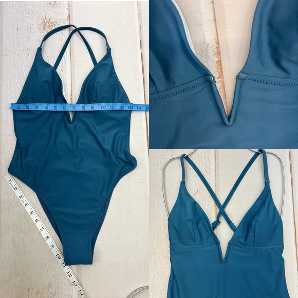 Swimsuit One Piece Bathing Suit Deep V Neck Crisscross Back Adjustable Strap - Picture 16 of 17